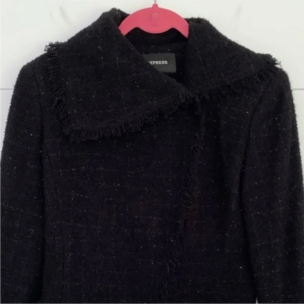 (20) Express Wool Blend Boucle Moto Jacket Black 5/6